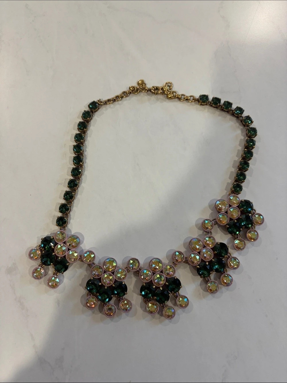 J.Crew Green Crystal Statement Necklace